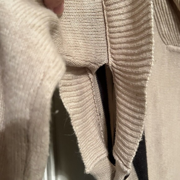 RD Style Tan Black Button Side Calandri Poncho Sweater Long Sleeve Cowl Neck Sm - Picture 5 of 14